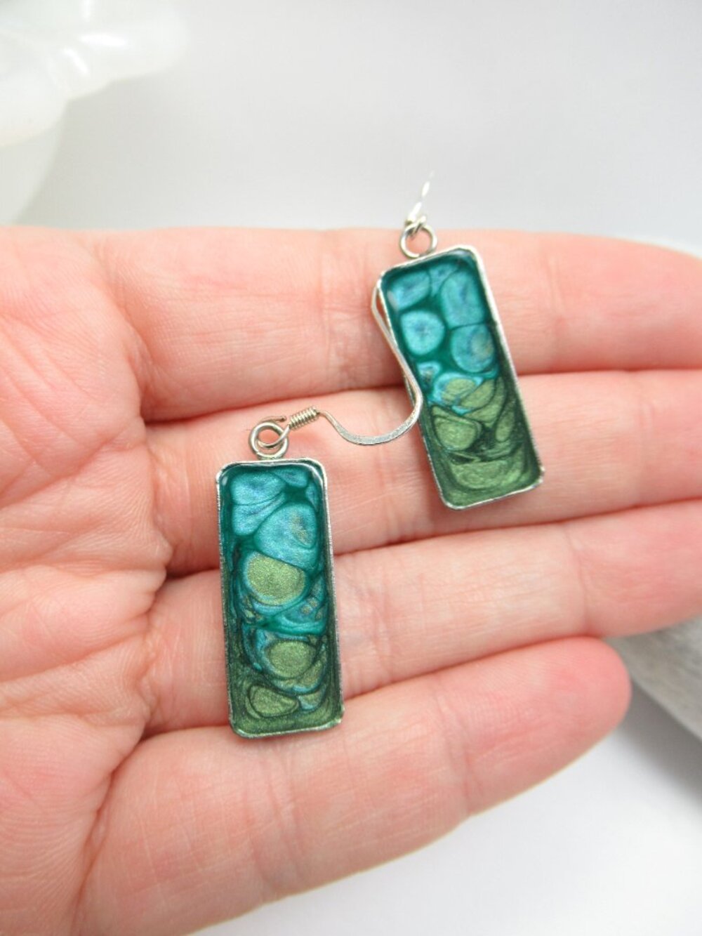 Rectangle Pebeo Earrings - Picture 8 of 8